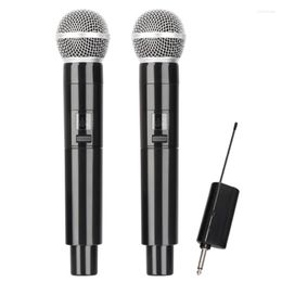 Microphones D4 Wireless Rechargeable Microphone UHF Recording Karaoke With 2 Handheld Mic For Stage Church Party School.