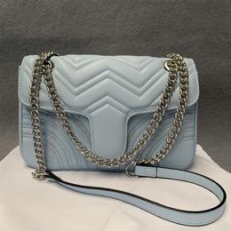 En kaliteli 6 renk ünlü marka kadın tasarımcısı omuz omuz gümüş zinciri deri zincir çantası çapraz gövde saf renk kadın çanta 284f