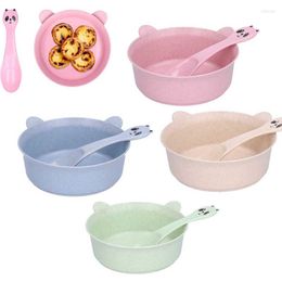 Bowls 11.6X4.5cm Children Toddler Bowl Lightweight Durable Wheat Straw Snack Tableware With Spoon For Kitchen Kids