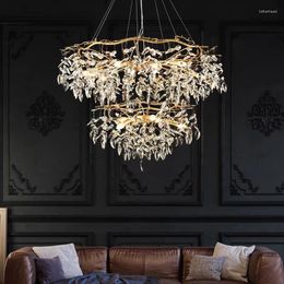 Pendant Lamps Modern LED Crystal Chandelier Lighting Luxury Home Decor Lamp For Living Room El Hall Villa Art