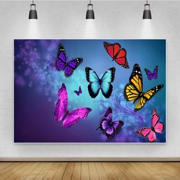 Party Decoration Thin 3D Butterfly Printed Girls Children Birthday Backdrop Po Creative Backdrops Background Festival Decorations