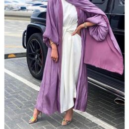 Ethnic Clothing Abaya Open Front Dubai Turkey Islam Arabic Muslim Robe Female Kimono African Femme Shiny Kaftan Musulmane Gown For Women