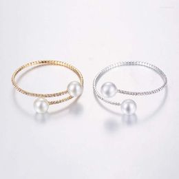 Necklace Earrings Set Fashion Pearl Crystal Boutique Two-piece Bangle Alloy Short Clavicle