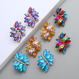 Stud Earrings Ztech Leaves Big For Women Girls Fashion Rhinestones Jewellery Wedding Party Accessories Wholesale