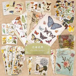 Gift Wrap 100Pcs Vintage Plant Flower Scrapbook Stickers Kit Decoupage Paper Sticker Material For Art Notebooks Crafter