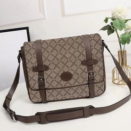 Men Women Messenger Crossbody Bag Handbags Vintage Cowhide Shoulder Bags Canvas Leather Flap Hasp Briefcase Silver Hardware Cell Phone Pocket Coin Purse