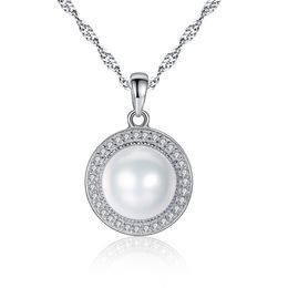 Pearl Necklace S925 Silver Micro Set Zircon Round Twisted Chain Pendant Necklace European Women Fashion Collar Chain Valentine's Day Gift Wedding Party Jewelry SPC