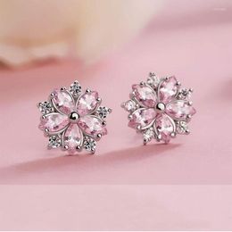 Stud Earrings 925 Sterling Silver Fashion Trendy Zircon Horse Eye Flower For Women Girl Jewellery Gifts Brincos S-E242