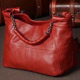 Evening Bags 2022 Summer Fashion Women Handbags Ladies First Layer Cowhide Genuine Leather Tote Shoulder Crossbody Sac A Main