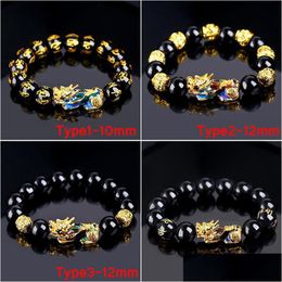 Beaded Mood Color Change Bracelet Chinese Feng Shui Pixiu Mantra 12Mm Beads Lucky Amet Jewelry Unisex Drop Delivery Bracelets Dhndd