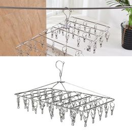 Hangers 1PC Stainless Steel Drying Racks Laundry Hanger With Set Of 52 Clothespins For Clothing Towels Diaper Underwear Socks