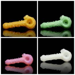 Cool Colorful Line Decoration Hand Pipes Thick Glass Spoon Filter Dry Herb Tobacco Bong Handpipe Handmade Oil Rigs Smoking Bong Cigarette Holder DHL