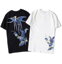 Модная птица печатая мужская дизайн футболка с коротким рукавом высококачественный мужчина женская футболка хип -хоп Tee Tops6046211