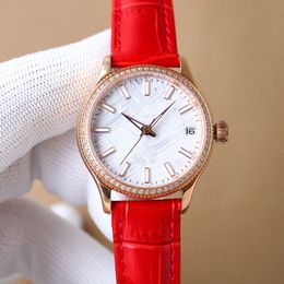 Ladies 32MM Diamonds Bezel Automatic Mechanical Watches Fashion Wristwatches Woman Designer Wristwatch Montre De Luxe Leather Strap Luminous Watch