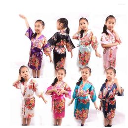 Women's Sleepwear Girl Robe Floral Flower Bridal Party For Wedding Robes Children's Satin Boy