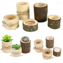 Candle Holders 1Pcs Wooden Candlestick Round Holder Base DIY Rustic Wedding Birthday Party Table Decorations Succulent Plant Flower Pot