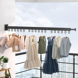 Hangers Wall Mounted Single Pole Laundry Drying Rack Punch Free Clothes Hanger Household Clothing Storage Bedroom Organization