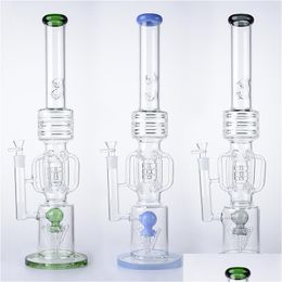 Smoking Pipes 21 Inch Big Hookahs Thick Glass Bongs Recycler Bong Drum Barrel Perc Water Slitted Rocket Percolator Oil Dab Rigs 14Mm Dhwam