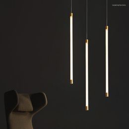 Pendant Lamps Modern Decorate Bedroom Living Room Dining Copper Acrylic Line Chandelier Lighting