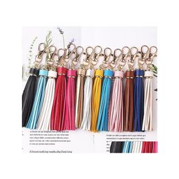 Keychains Lanyards Pu Leathers Tassel Pendant Lage Bag Accessories Jewellery 12 Colours Drop Delivery Fashion Dhto8