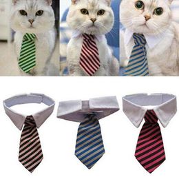 Cat Costumes Fashion Dog Striped Bow Tie Collar Pet Adjustable Neck White For Tuxedo Color Random