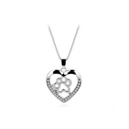 Pendant Necklaces Pet Dog Paw Footprint Hollow Love Heart Sier Color Choker For Women Drop Delivery Jewelry Pendants Dh648