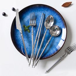 Dinnerware Sets Household Western Luxury Portable Kitchen Breakfast Fork Knife Spoon Silverware Cozinha Utensilios Utensils