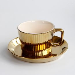 Cups Saucers Nordic Royal Gold Espresso Coffee Cup Ceramic Teacup And Saucer Porcelain Simple Taza Para Cafe Set BD50BD