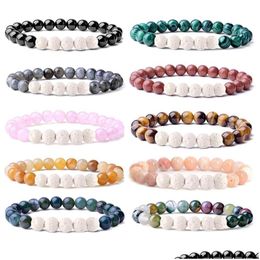 Beaded 8Mm Stone Bracelet Women Men Healing Yoga Stretch Beads Bracelets Natural Gemstone Energy Crystal Agate Round Drop Delivery Je Dhqhi