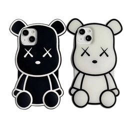 Creative Luminous Bear Cell Phone Cases For iphone14 pro max Apple 13 12 11 xs Cartoon Cross-body Strap Chain Protection Case Back Covers Silicone Mobile phone Shell