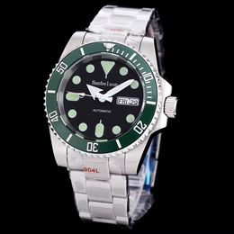 Montre De Luxe Luminous Mens Watches Wristwatches Green Ceramic bezel Japan Automatic movement Black face Sapphire surface Hanbels280G