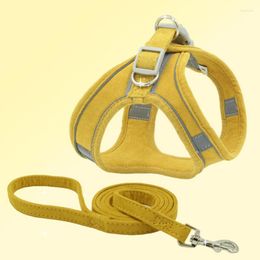 Dog Collars Pet Chest Harness With Leash Reflective Breathable Adjustable Personalized For Small Medium Puppy Vest