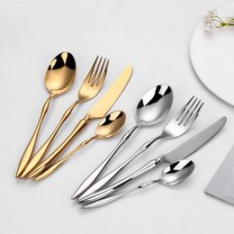 Dinnerware Sets 4pcs Tableware Set 304 Stainless Steel Luxury Cutlery Western Knife Spoon Fork Kitchen Utensils Sliver Flatware