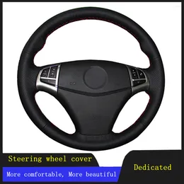 Steering Wheel Covers DIY Car Accessories Cover Black Hand-stitched Breathable Genuine Leather For Ssangyong Korando 2011-2014