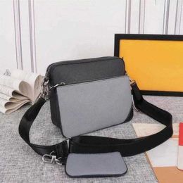 Designer-Taschen TRIO Messenger Bag Reverse Canvas Herren Umhängetasche 3-teiliges Set Mode Leder Mann Umhängetasche mit Geldbörse Brieftasche