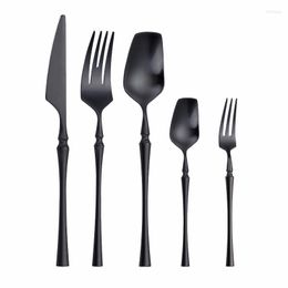 Dinnerware Sets Black Matte Stainless Steel Set Cutlery Spoon Fork Knife Western Cutleri Silverware Tableware Supplies