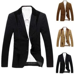 Men's Jackets Korean Style Men Blazer Colour Block Single Breasted Autumn Winter Slim Pockets Suit Coat For Office Fit Men's Clothing