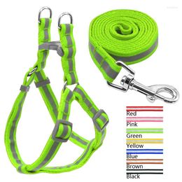 Dog Collars 5 Colours Nylon Reflective Harness Leash Lead Set For Small Medium Dogs Pets Pug Puppy Chihuahua Yorkie Teddy Leashes S M L