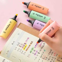 1 PCS Macaroon Graffiti Marker Highlighter Cute 5 Colour Marking Pens Mini Inclined Head Scribble Pen for School Office Supplier
