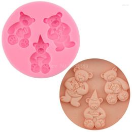 Baking Moulds Animal Birthday Bear Silicone Fondan Cake Mold Cupcake Jelly Candy Chocolate Decoration Tool Steam Oven Resin Available