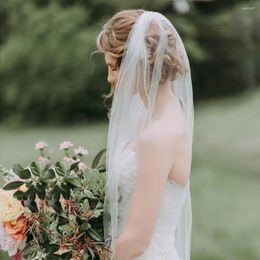 Bridal Veils TOPQUEEN V34 Wedding Crystal Beaded Bead Edge Short Veil With Comb Soft Single Tier Pearl VEU288J