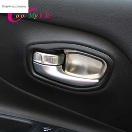 Color My Life 4Pcs/Set Stainless Steel Inner Door Bowl Protection Sequins Cover for Jeep Renegade 2015 - 2022 Accessories