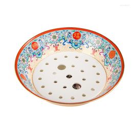 Plates Dumpling Plate Household Double Layer Steamed Bread Water Filter Large Deep Fruit Jingdezhen Ceramic Tableware