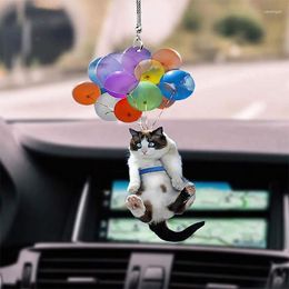 Decorative Figurines 2D Cute Kitten Car Home Hanging Ornaments With Colorful Balloons Decor