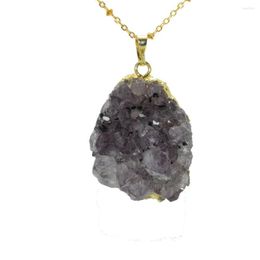 Pendant Necklaces Fashion Jewelry Raw Quartz Geode Druzy Crystal Necklace Girl Cluster Natural Stone Chain Women