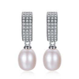 Classic Pearl Earrings S925 Silver Micro Set Zircon Vintage Dangle Earrings European Women Fashion Earrings Valentine's Day Gift Wedding Party High end Jewellery SPC