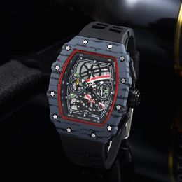full functional mens Wristwatches automatic watches black blue Colour luminous calendar 43mm dial silicoen strap man watch251w