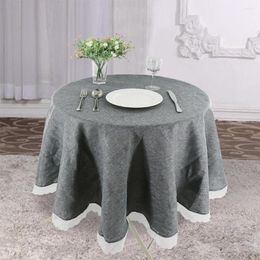 Table Cloth Round Khaki/Gray Lace Elegant Tablecloths Dining Cover Home El Textile For Wedding Event Decor