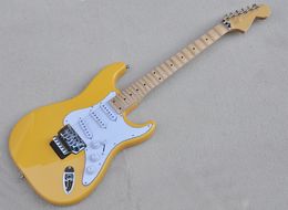 Yellow Electric Guitar with Floyd Rose Scalloped Maple Fretboard SSS Pickups Can be customized