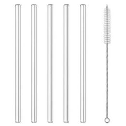 8.5x8mm Reusable Clear Glass Drinking Straws Eco-Friendly Dinking Straws Bent Straight Milk Cocktail ss1222